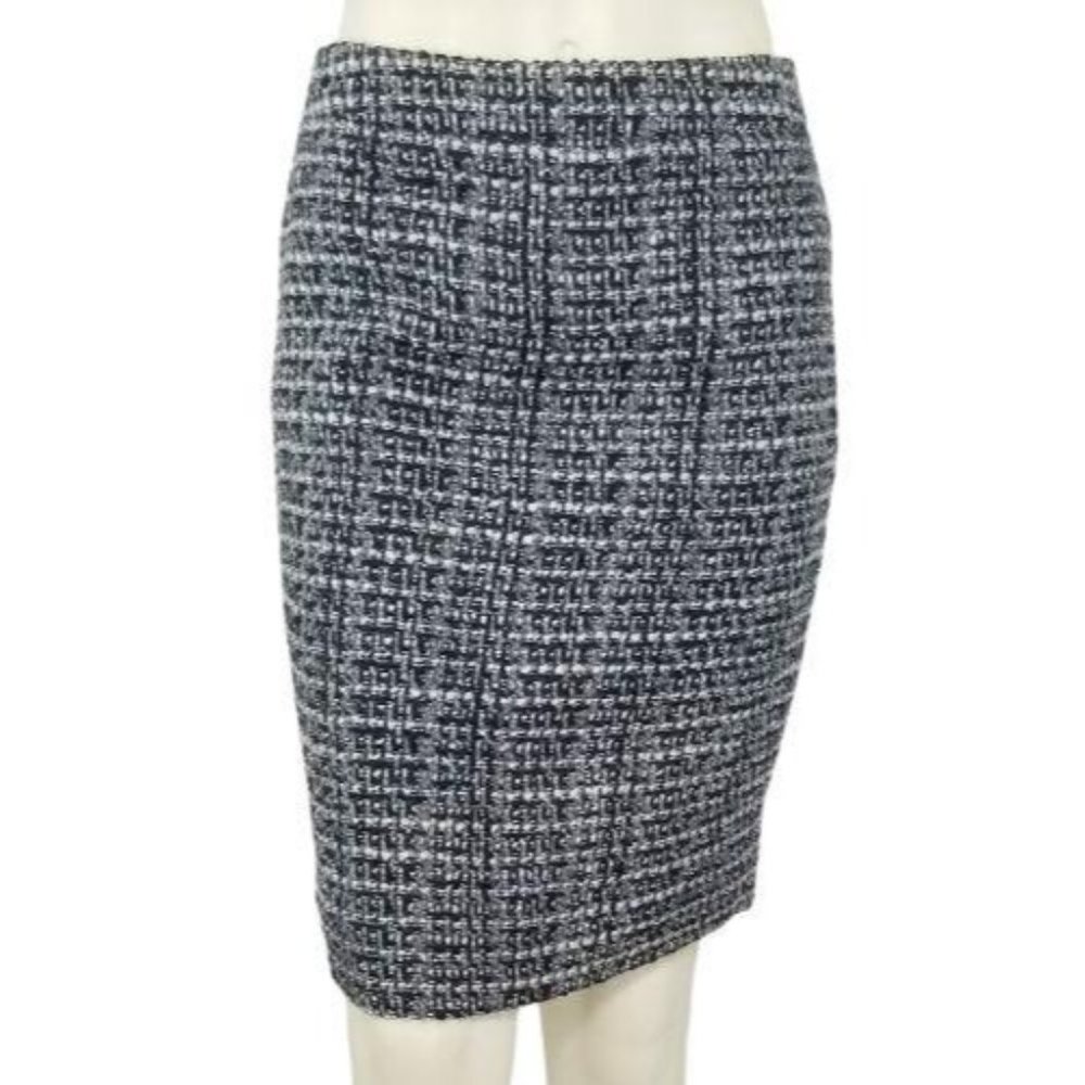 J Crew Surge Pencil Skirt Tweed 2 Wool Blend Black